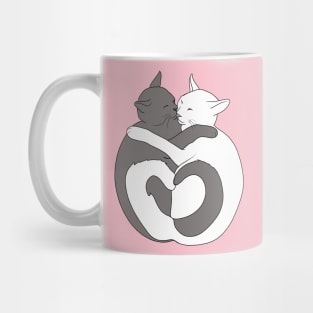 Gray and White Hugging Cats Mug